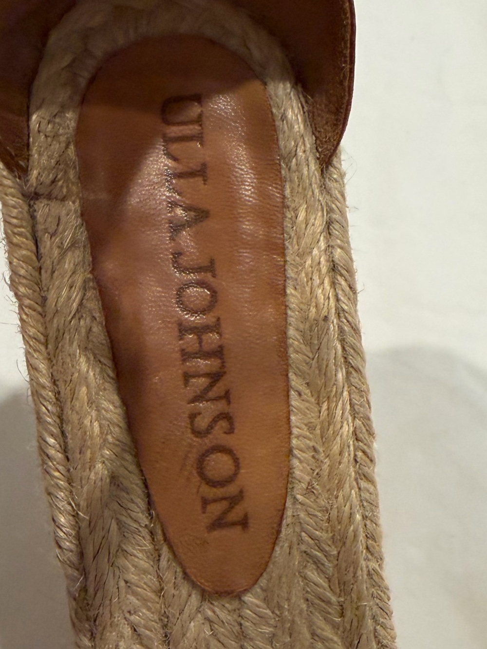 Ulla Johnson Brown Leather Ankle Espadrille Wedges with Black Toe Band - Picture 4 of 7